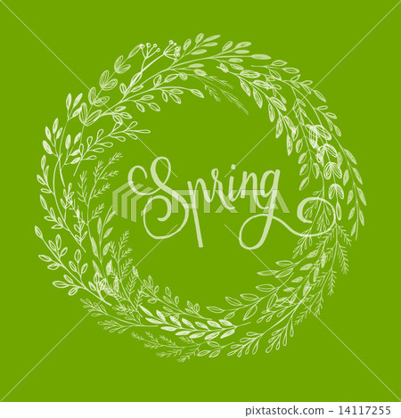 Hand drawn spring wreath. Vector illustration 14117255