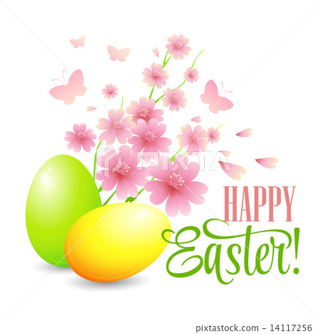 Easter card with eggs and flowers. Vector illustration Easter card with eggs and flowers. Vector illustration 14117256
