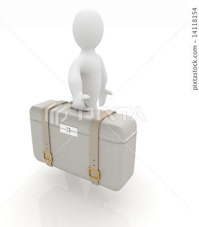 Leather suitcase for travel with 3d man - Stock Illustration [14118154 ...