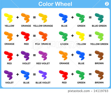 Color Wheel Worksheet - Red Blue Yellow color : for kids 14119783
