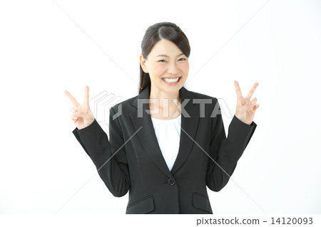 Peace Sign Business Woman Peace Sign Business Woman 14120093