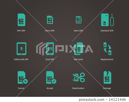Set of mini, micro and nano simcard icons set. 14121496