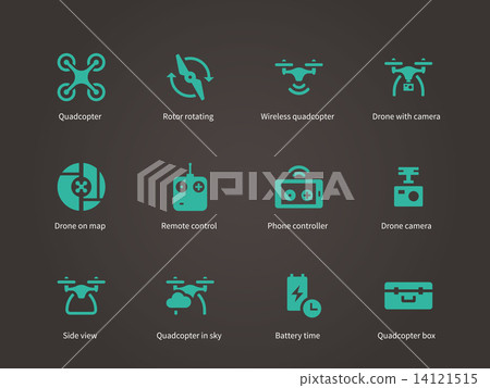 New technologies flying drone icons set. 14121515