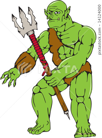 Orc Warrior Monster Trident Cartoon 14124000