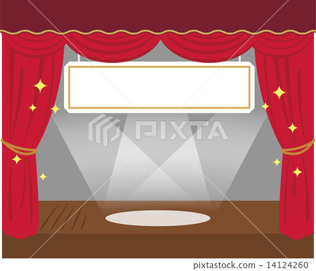 Theater's stage and hanging signs 14124260