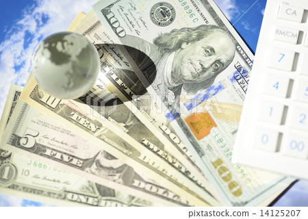 Dollar notes and the globe 14125207