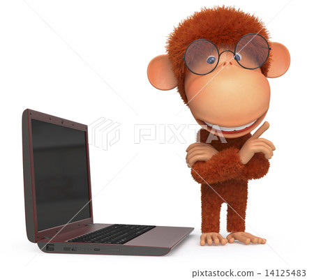 the red monkey with the laptop the red monkey with the laptop 14125483
