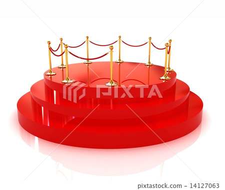 3D glossy podium with gold handrail 3D glossy podium with gold handrail 14127063
