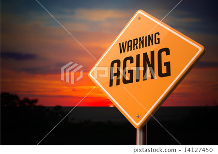 Aging on Warning Road Sign. Aging on Warning Road Sign. 14127450