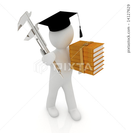 3d man in graduation hat with the best technical educational lit 14127629