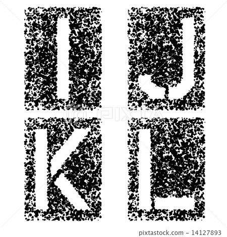 stencil angular spray font letters I J K L 14127893