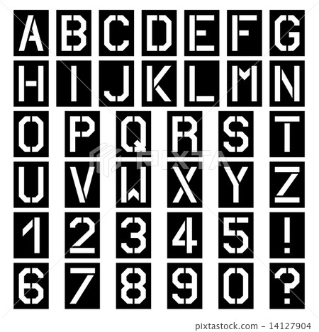 stencil square font alphabet number 14127904