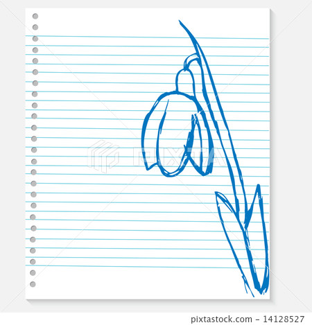 sketch of a flower on notebook sheet 14128527