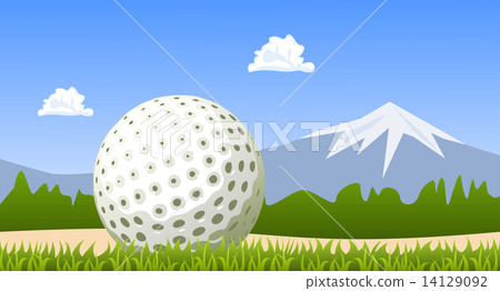 Golf ball on green grass. Vector Golf ball on green grass. Vector 14129092
