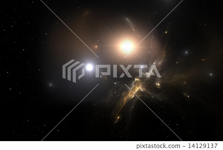 Two stars orbit about their common center of mass 14129137
