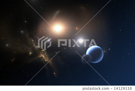 The Extrasolar planet and two stars orbit about their common center of mass 14129138