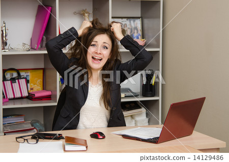 Girl in the office tearing my hair out 14129486