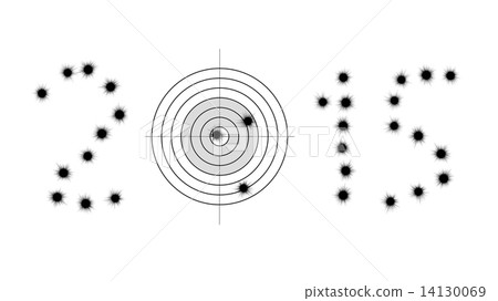 Bullet holes and target in shape of 2015 14130069