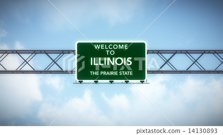 Illinois USA State Welcome to Highway Road Sign 14130893