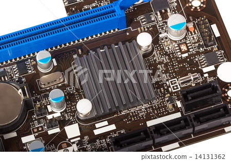 Electronic collection - digital components on computer mainboard Electronic collection - digital components on computer mainboard 14131362