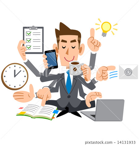 一個年輕的商人，輕鬆執行多任務處理 14131933