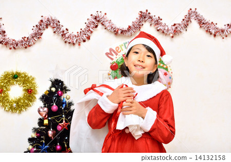 Santa Claus costume girl carrying gifts 14132158