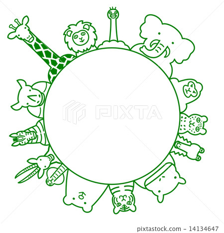 Wild animals circle copy space line 14134647