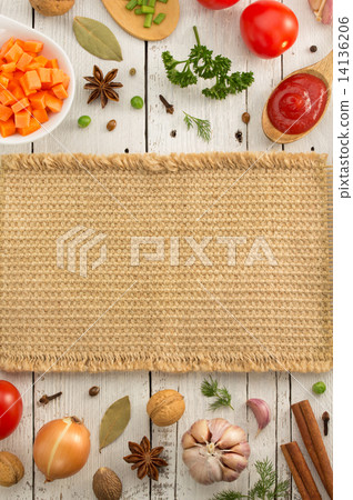 herbs and spices on wood herbs and spices on wood 14136206