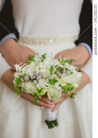 Elegant bride and groom posing together 14138235