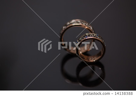 Two wedding rings in infinity sign. Love concept. 14138388