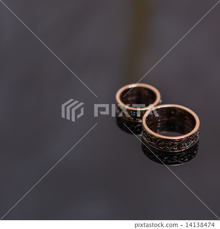 Two wedding rings in infinity sign. Love concept. 14138474