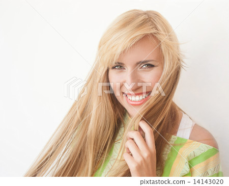 Young beautiful woman on white 14143020