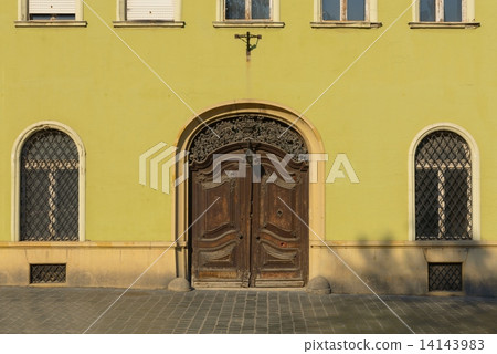 Traditional wooden door of a building Traditional wooden door of a building 14143983