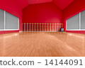 Gymnasium room with red wall 14144091