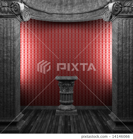 stone columns, pedestal and wallpaper 14146066
