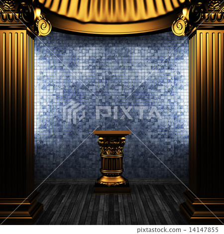 bronze columns, pedestal and tile wall 14147855