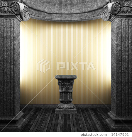 stone columns, pedestal and wallpaper stone columns, pedestal and wallpaper 14147991