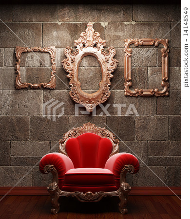 illuminated stone wall and chair 14148549