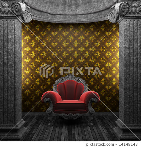 stone columns, chair and tile wall 14149148