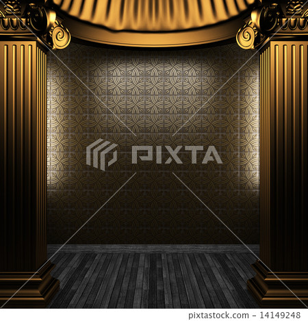 bronze columns and tile wall 14149248