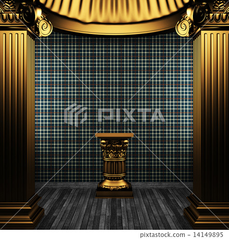 bronze columns, pedestal and wallpaper 14149895
