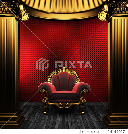 bronze columns, chair and wallpaper 14149927