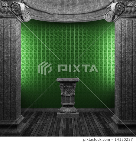 stone columns, pedestal and wallpaper 14150257