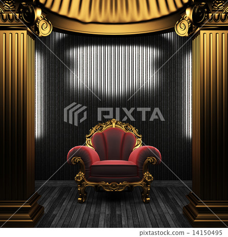 bronze columns, chair and tile wall 14150495
