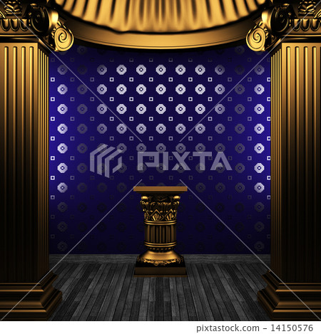 bronze columns, pedestal and tile wall 14150576