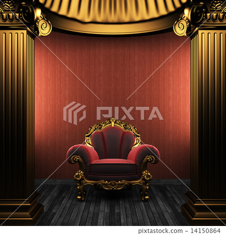 bronze columns, chair and wallpaper 14150864