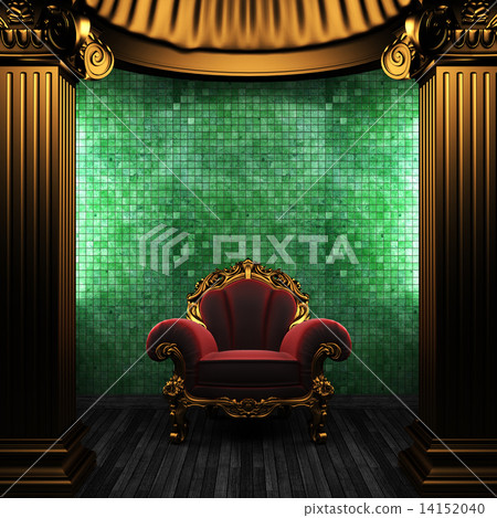 bronze columns, chair and tile wall 14152040