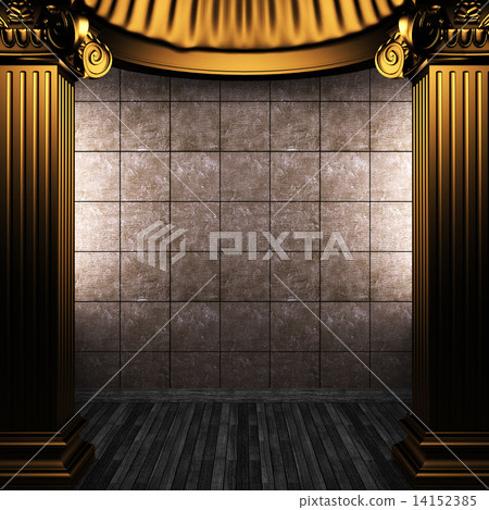 bronze columns and tile wall 14152385
