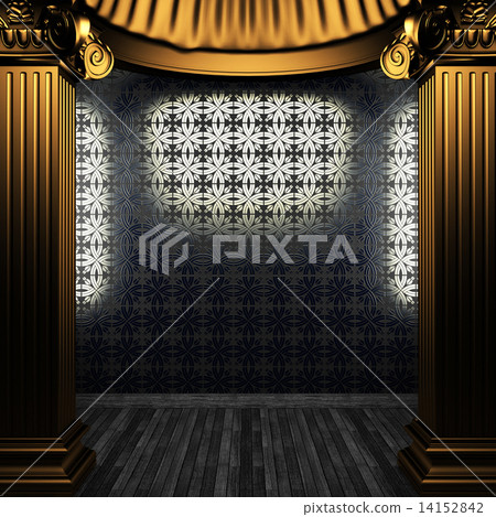 bronze columns and tile wall 14152842