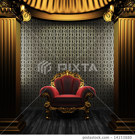 bronze columns, chair and tile wall 14153880